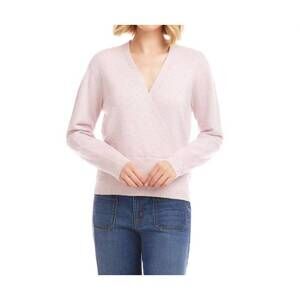NEW KAREN KANE sequin wrap sweater in pink